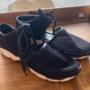 All Black mesh tie sneakers